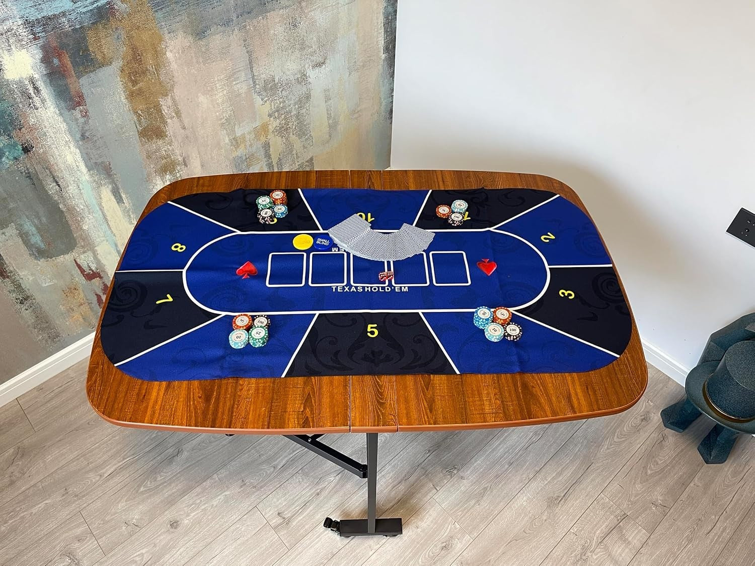 120CM Foldable Drop Leaf Dining Table with 6 Wheels for Small Spaces
