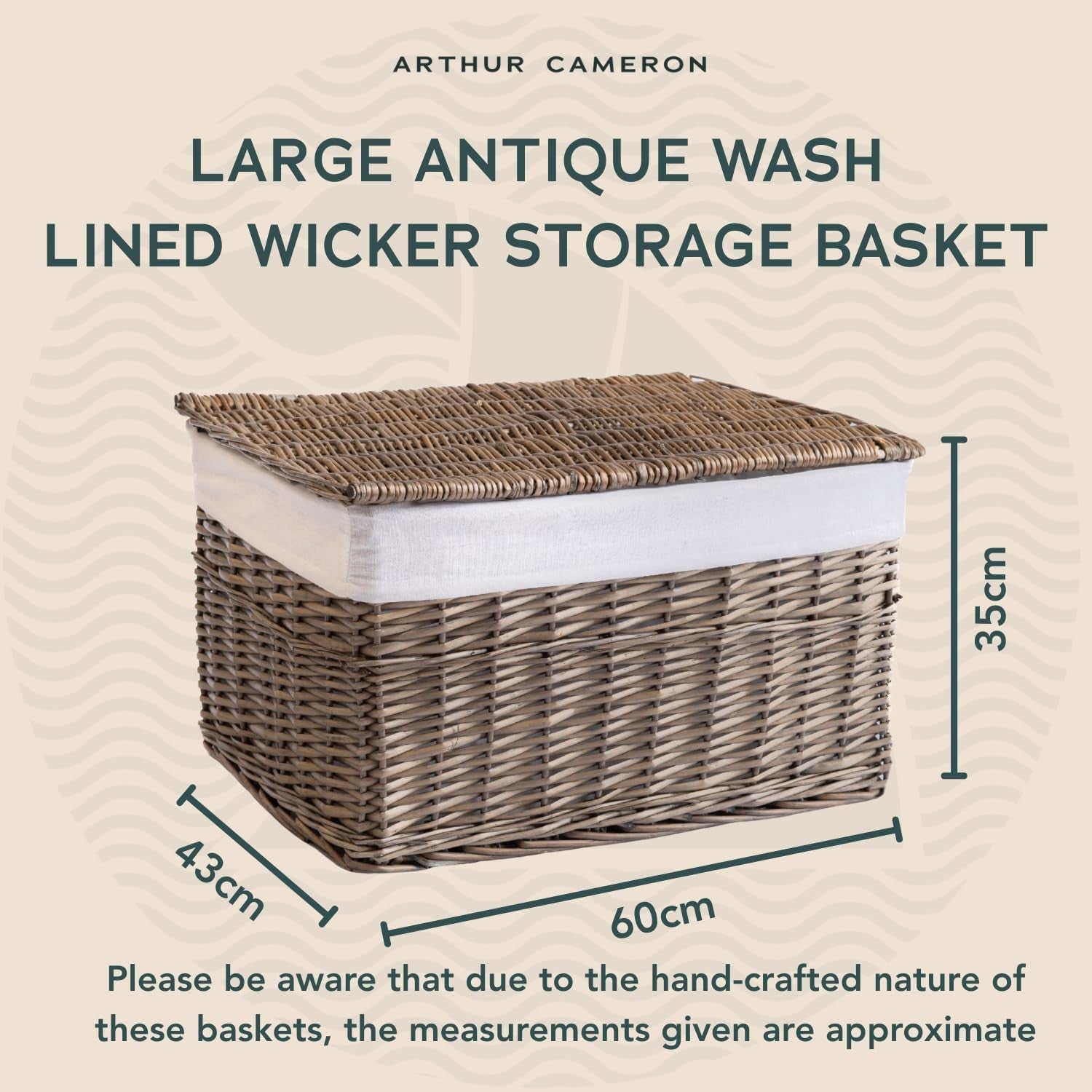 Large Wicker Laundry Hamper with Lid & Cotton Liner – Bedroom Bathroom Storage B