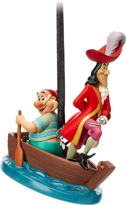 Captain Hook & Pirate Boat Ornament – Hand-Painted Figurine Decoration Gift