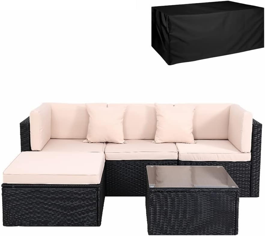 4-Seater Rattan Garden Sofa Set Outdoor Patio Modular Lounge with Cushions