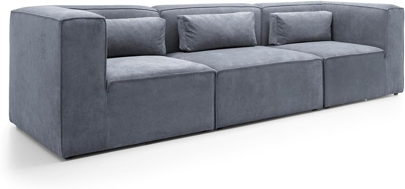 4 Seater Modular Sofa Dark Grey Cord Chenille | Modern, Space-Saving, Comfy