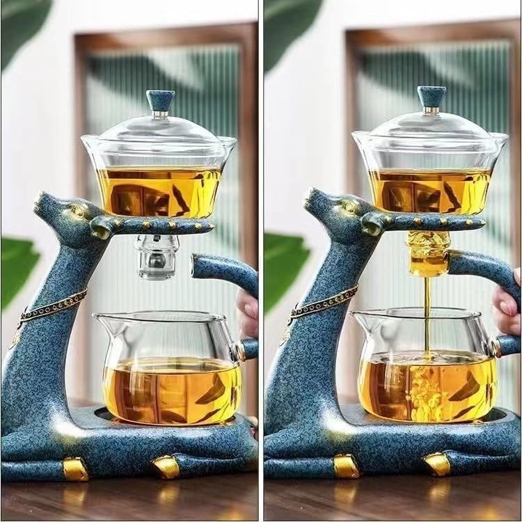 Kungfu Glass Tea Set 1440ml Magnetic Teapot 6 Cups Heat Resistant