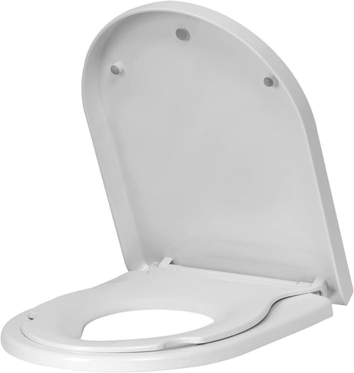 Family Toilet Seat Soft Close D-Shape Quick Release Removable Child Seat White
