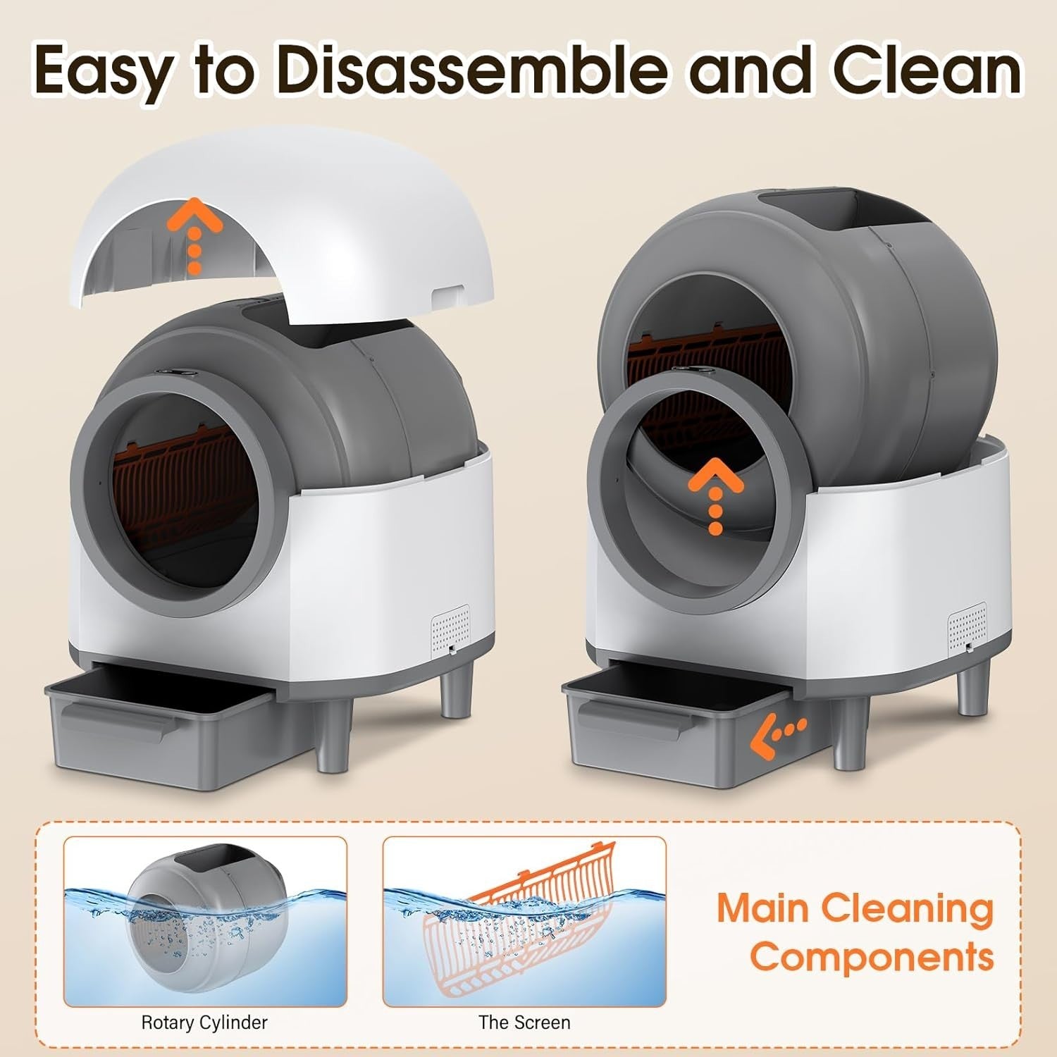 XXL Self Cleaning Cat Litter Box APP Control 80L Multi Cat Quiet