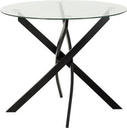 Round Glass Dining Table 90cm Clear Top Black Legs Modern Kitchen