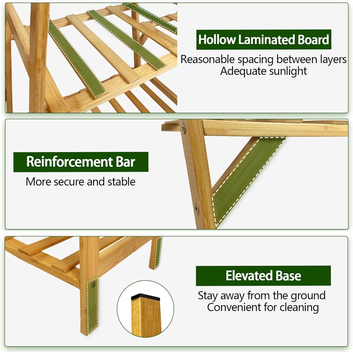 5 Tier Bamboo Plant Stand Indoor Outdoor Corner Shelf Multi-Level Flower Rack