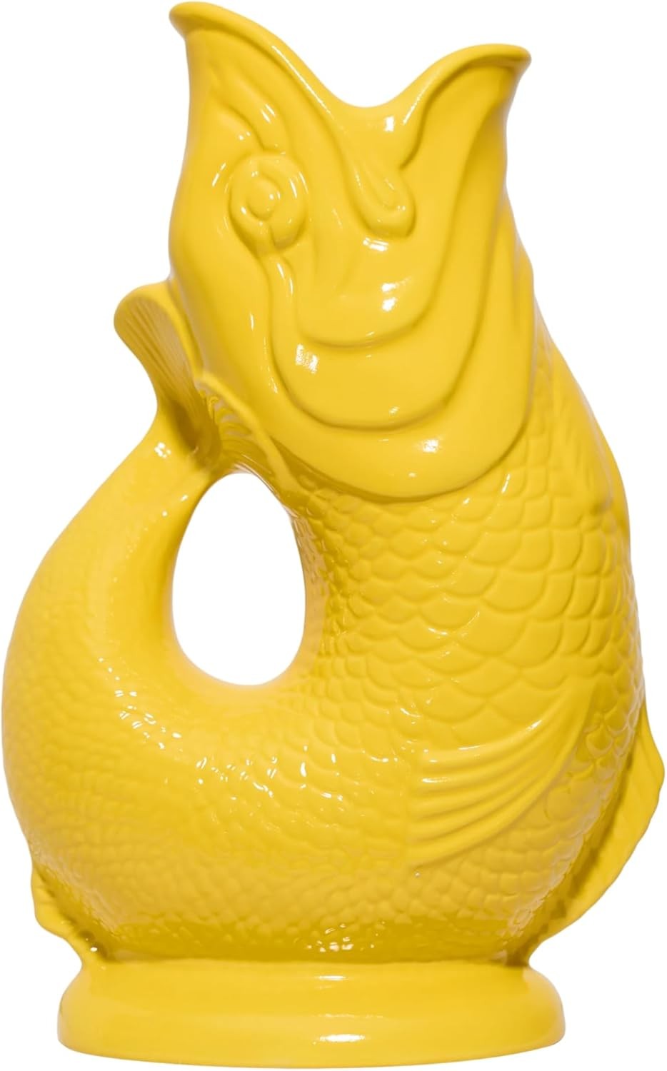 Yellow XL Gluggle Jug 1.4L – Ceramic Fish Water Pitcher, Wine & Cocktail Decante