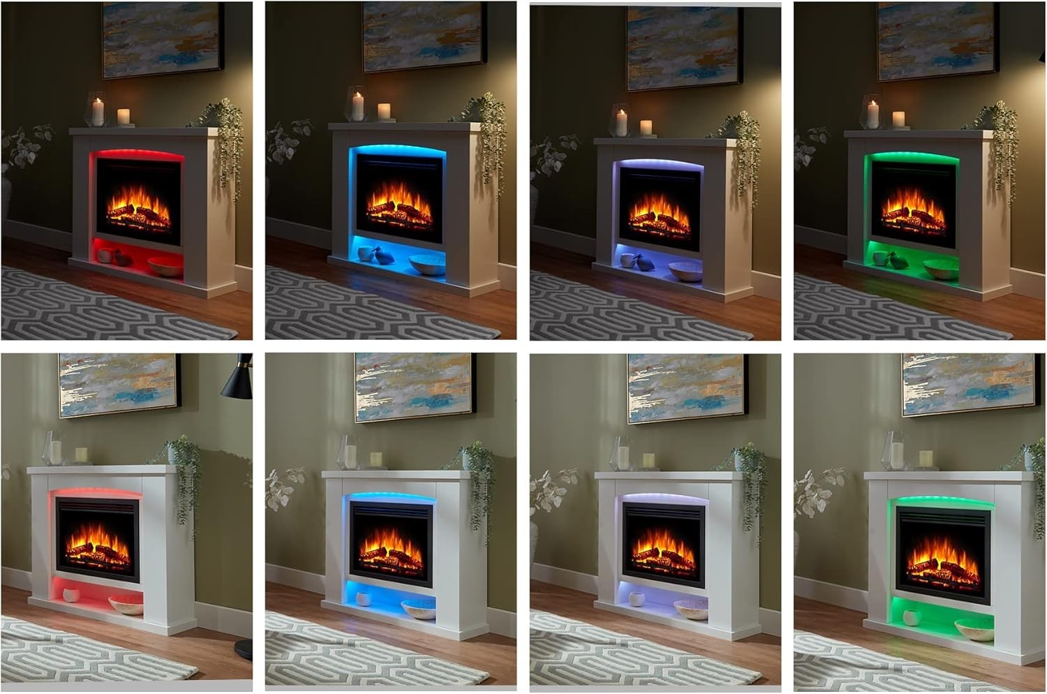 Electric Fireplace 39" Realistic Flame Effect Remote Control Wall Mount