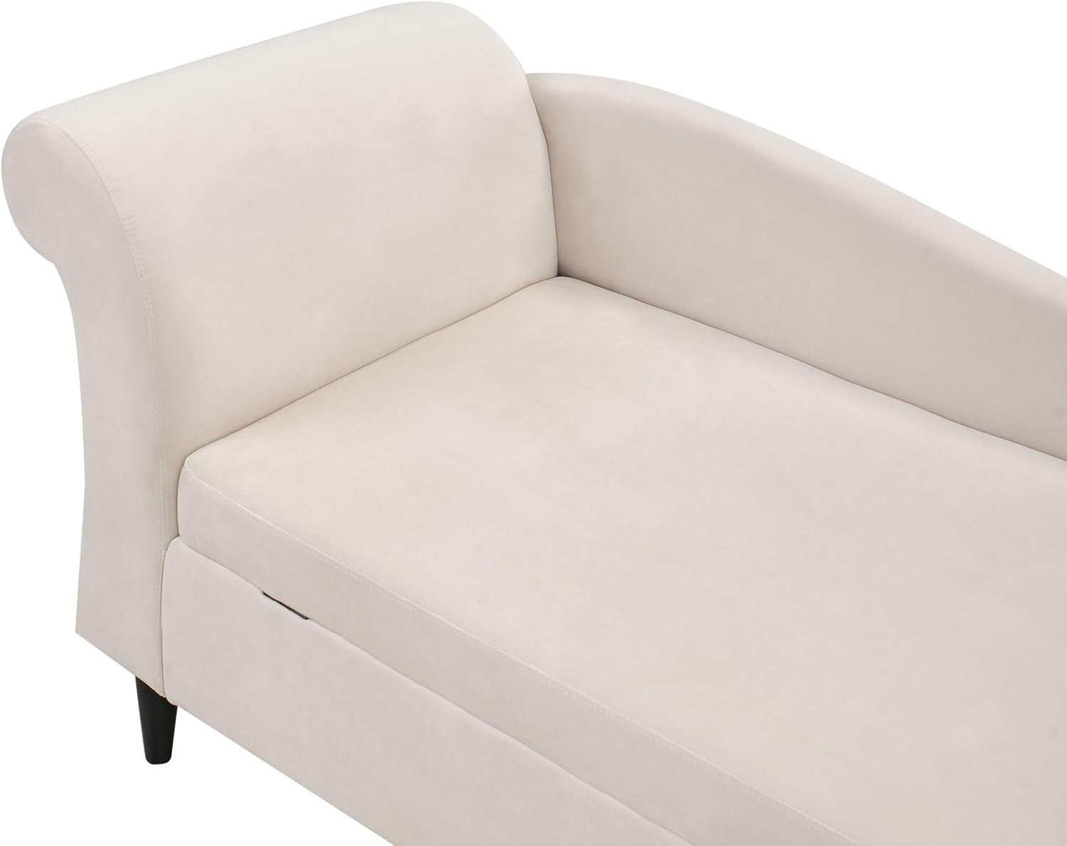 Left Hand Velvet Chaise Lounge with Storage Beige Upholstery for Living Room