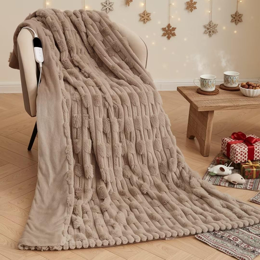 Electric Heated Throw Blanket 6 Heat Settings Auto Off Soft Fleece 130x180cm