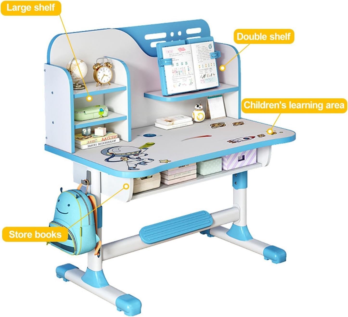 Adjustable Kids Study Desk & Chair Set w/ Drawer, Ergonomic Design