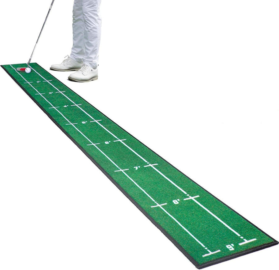 Golf Putting Mat Indoor Outdoor Training Green Alignment Lines Anti Slip Backing