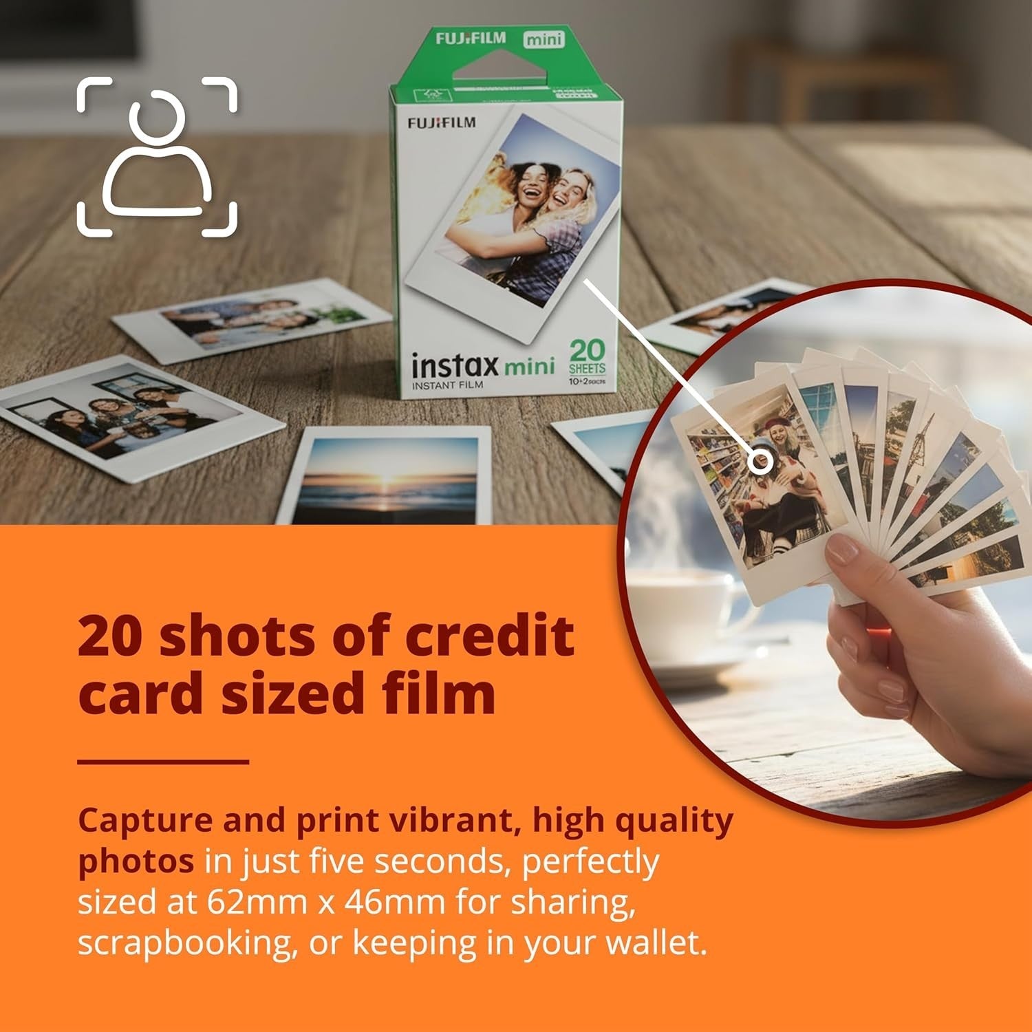 Instant Camera Bundle Purple 20 Film Shots Wall Album Selfie Lens