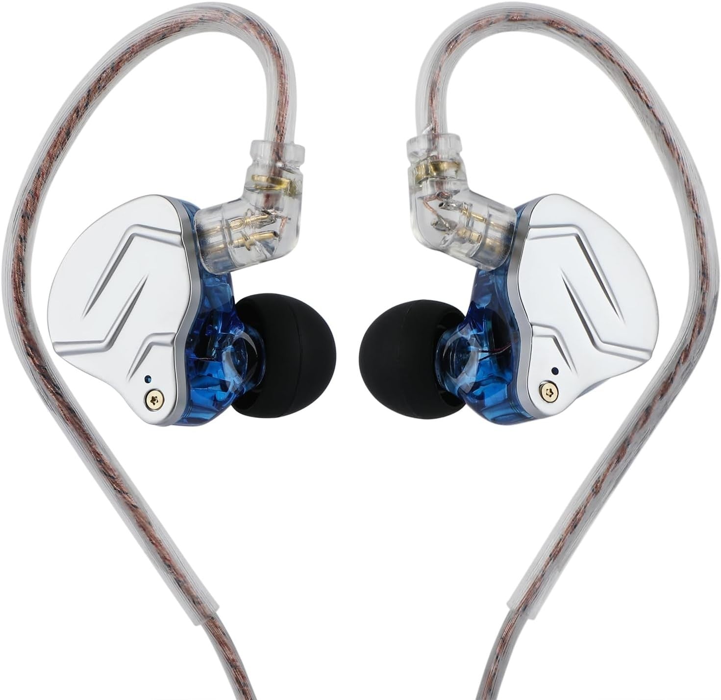 Blue Metal Hybrid Earphones 1BA+1DD HiFi Dual Driver Detachable Cable