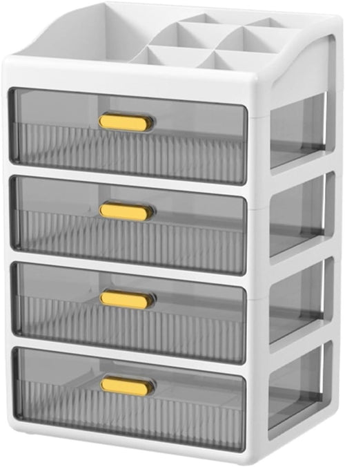 4-Layer White Desk Organizer Storage Drawers for Office, Makeup & Crafts