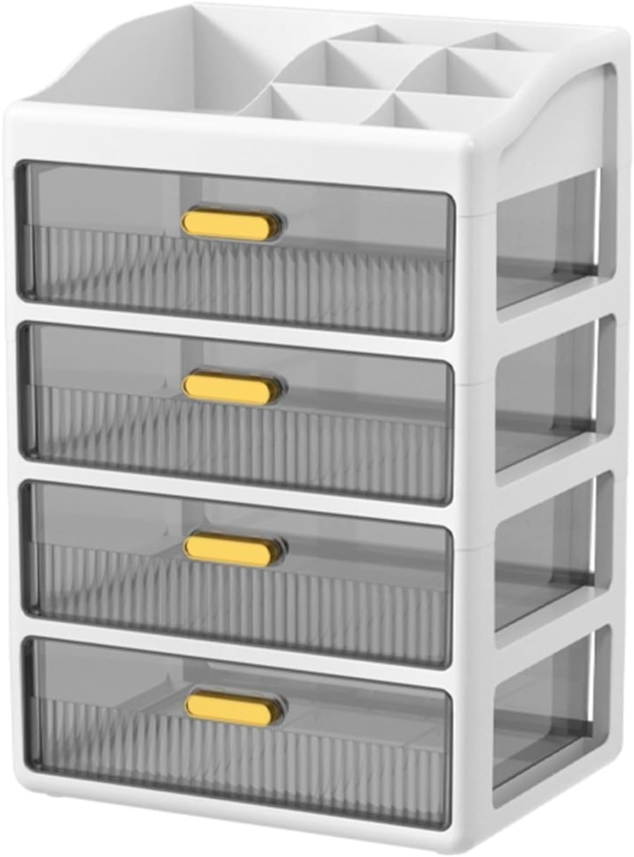 4-Layer White Desk Organizer Storage Drawers for Office, Makeup & Crafts