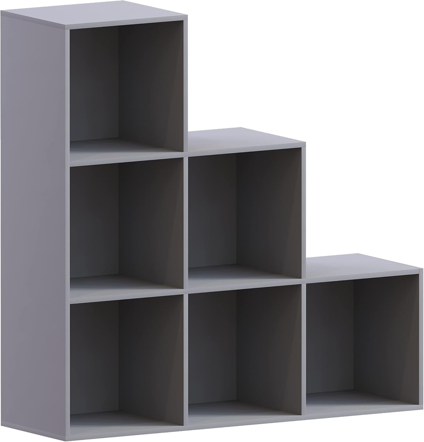 6 Cube Grey Staircase Storage Shelf Modern Durable Organizer