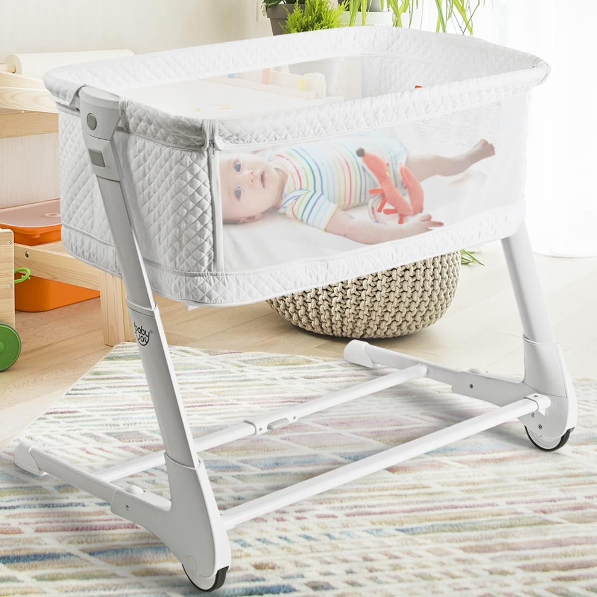 2in1 Baby Bedside Crib Adjustable Bassinet Sleeper Bed Detachable Side Mesh