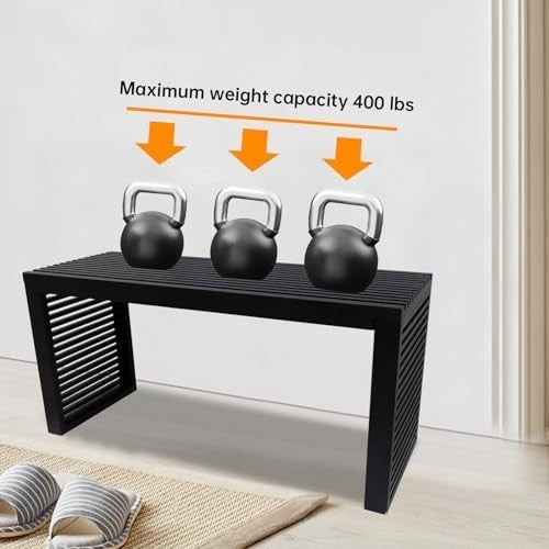 Modern Bamboo Dining Bench 35" Black Indoor Entryway & Kitchen Seat