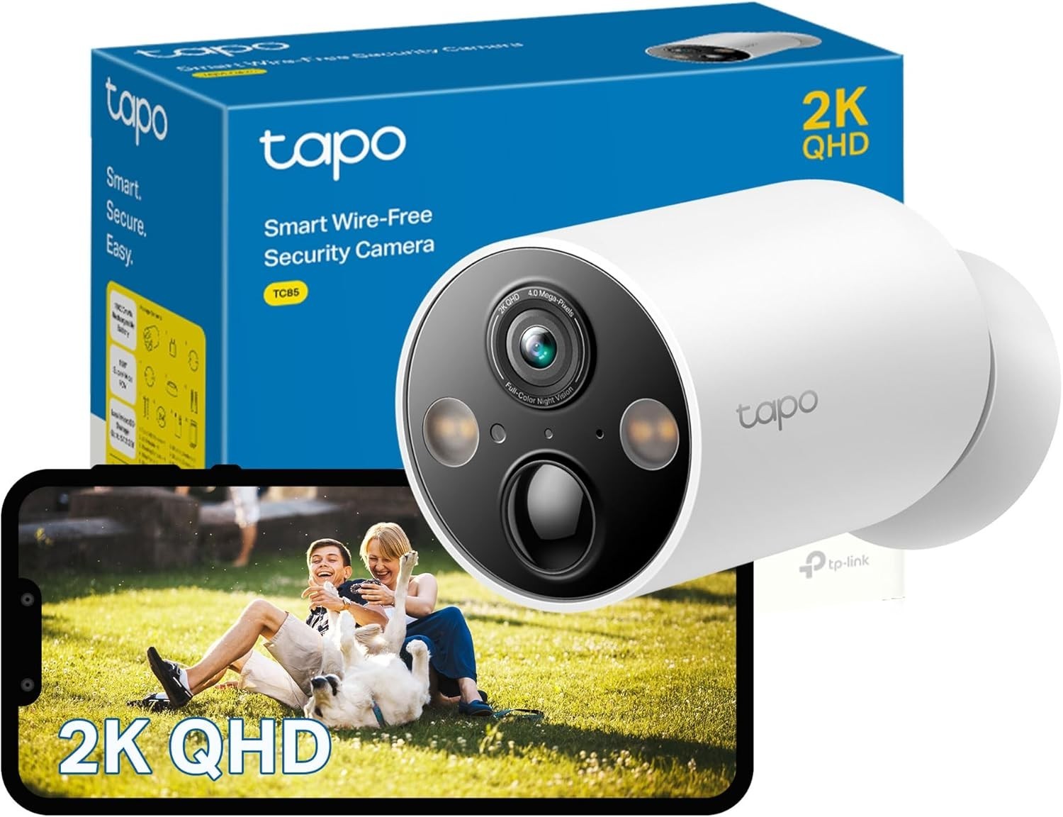 2K QHD Wireless Security Camera Outdoor 300 Day Battery AI Detection