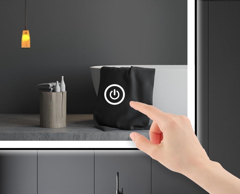 Illuminated LED Bathroom Mirror 70x50cm Dimmable Touch Control Anti-Fog