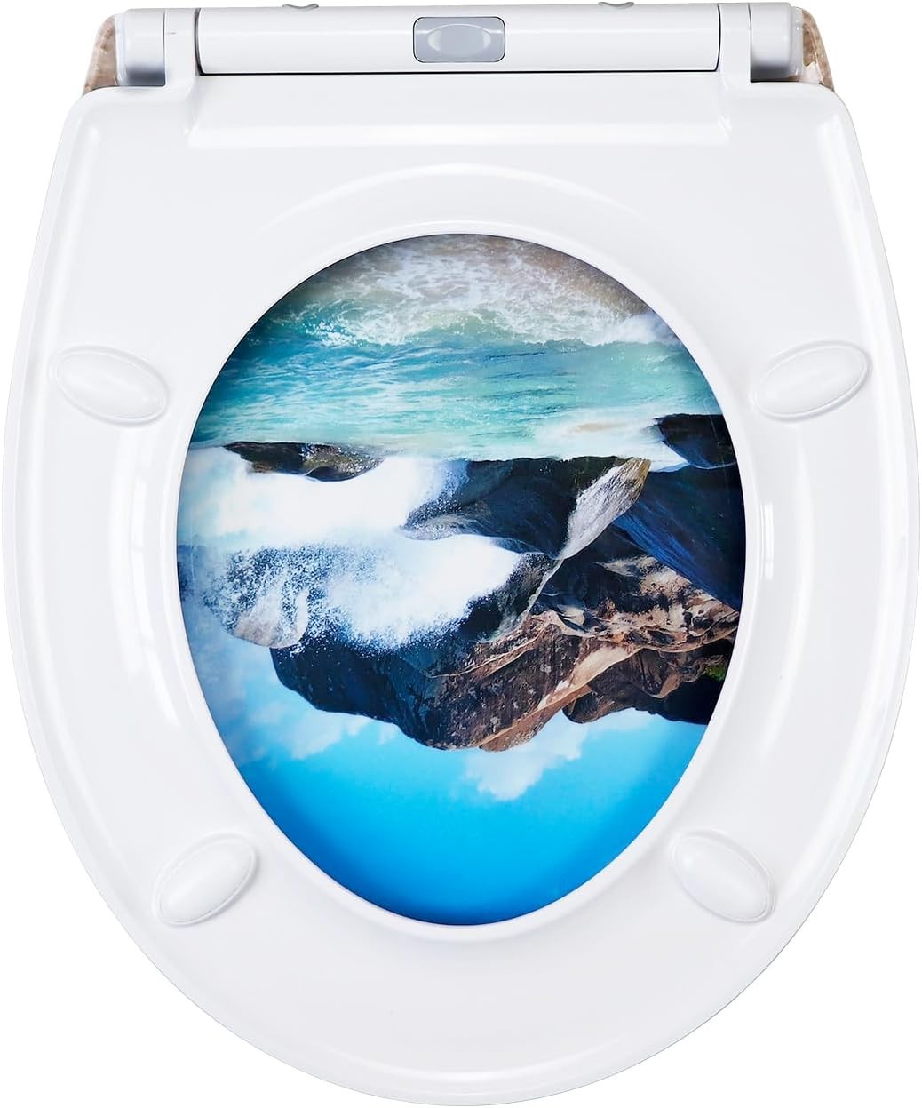 Soft Close Toilet Seat Duroplast Quick Release Top Fix Beach Pattern 45x37cm