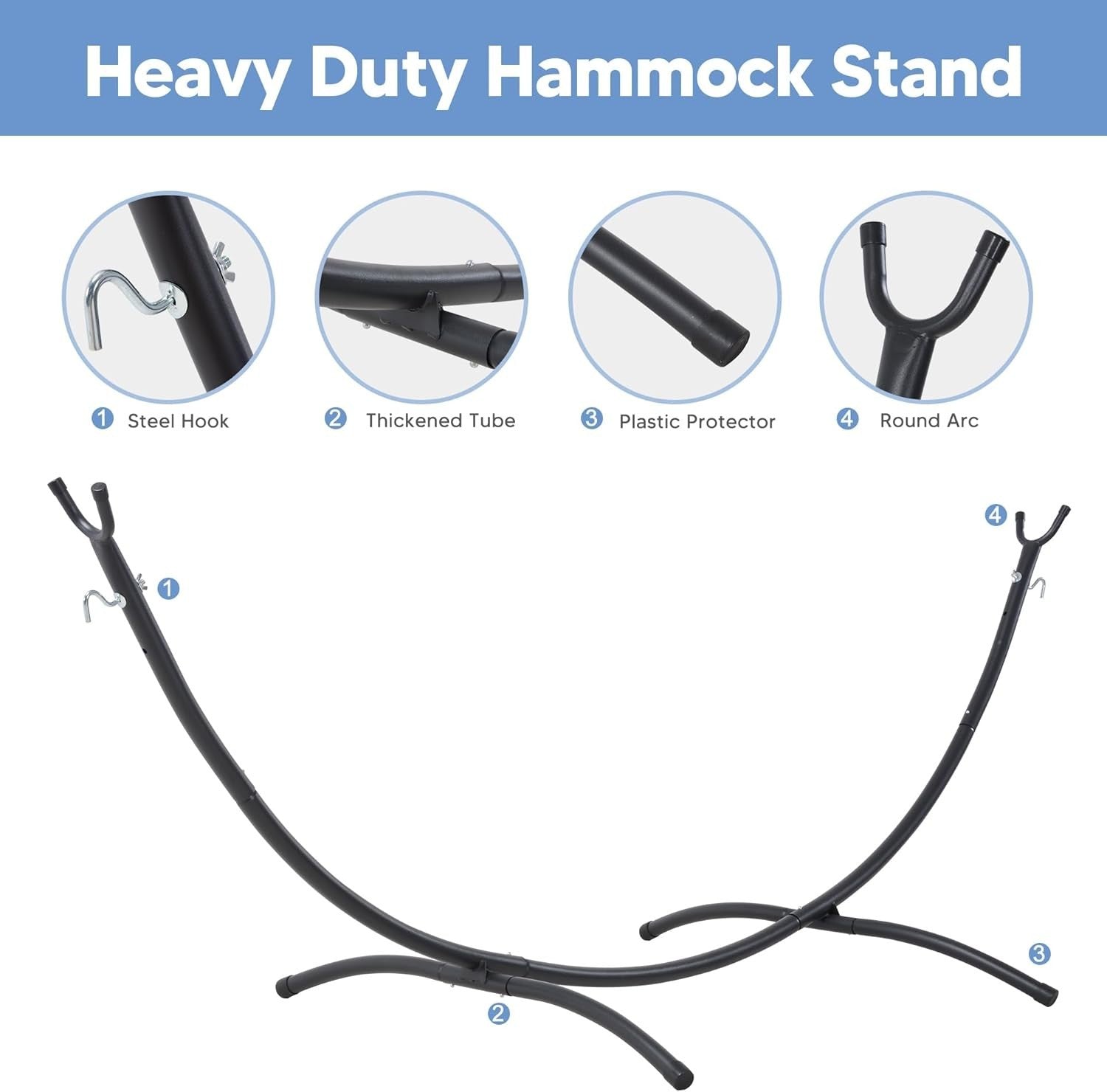 Blue White Hammock with Stand | 2-3 Person 475lb Capacity | Portable Patio Bed