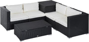 6-Piece 4-Seater Rattan Garden Sofa Set with Storage Tables & Cushions