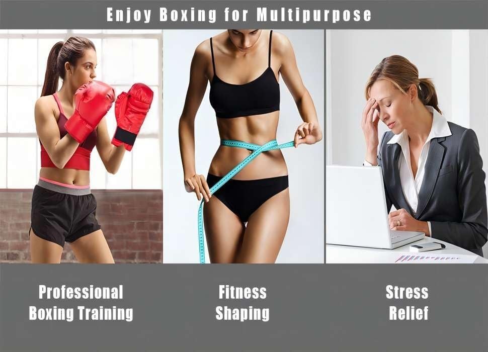 Freestanding Reflex Boxing Bag Adjustable Height Suction Base Gloves