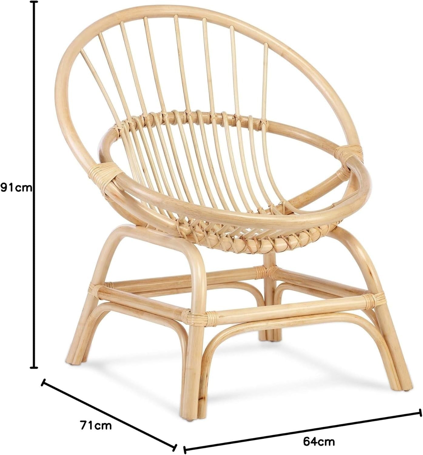 Rattan Wicker Moon Chair Indoor Cane Lounge Armchair Bedroom Living Room