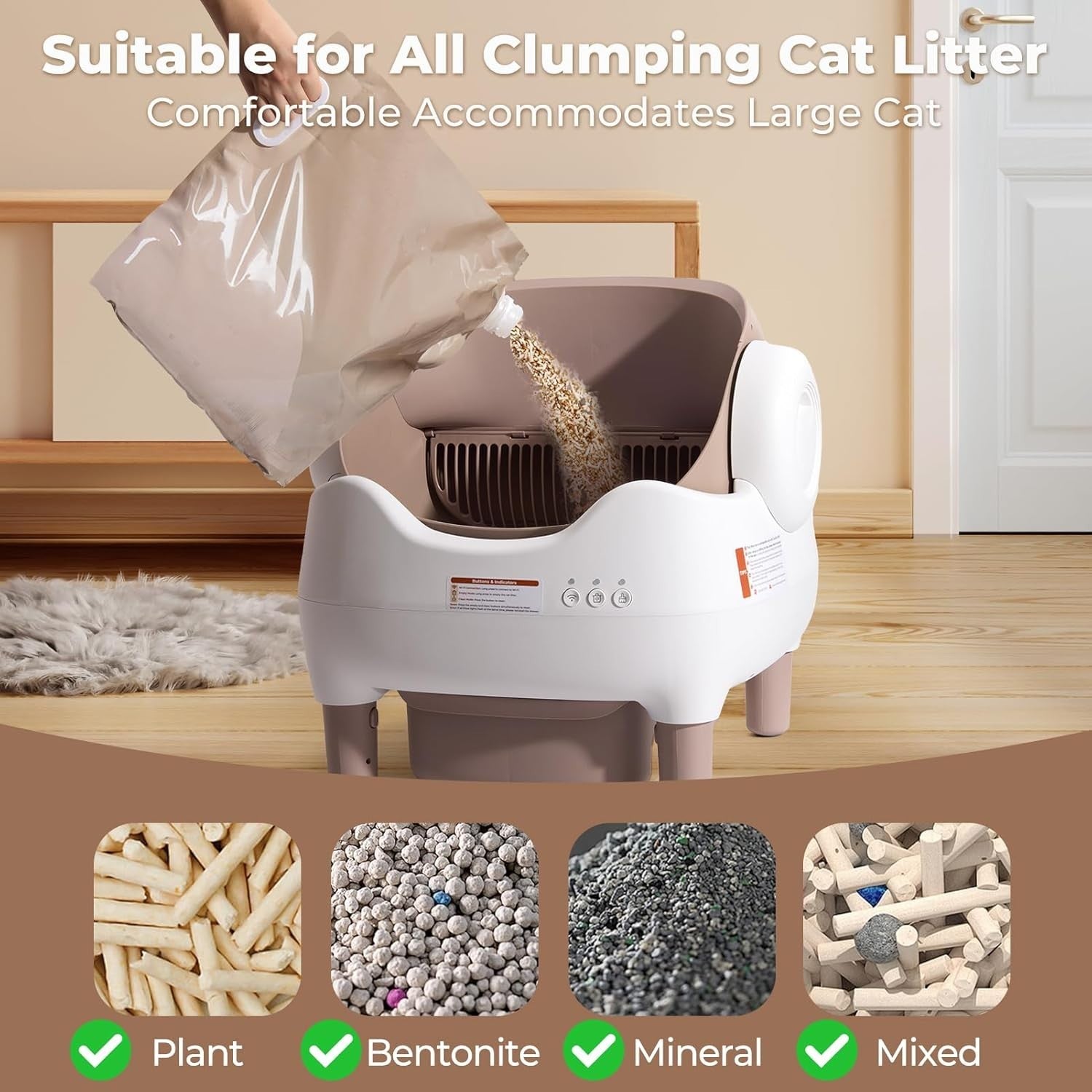 Self Cleaning Cat Litter Box App Control Open Top Multi Cat Large