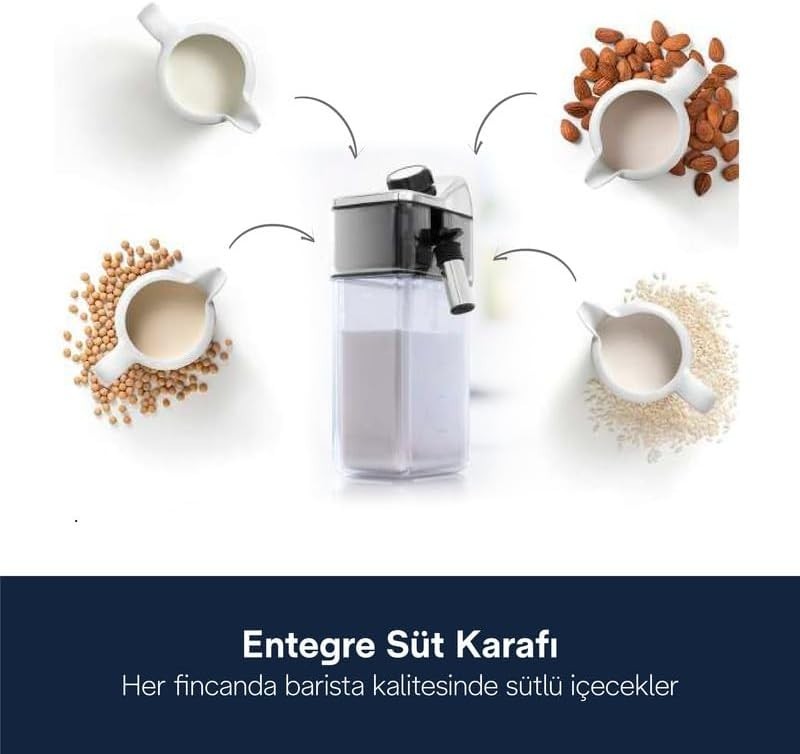 Automatic Bean-to-Cup Coffee Machine 1.4L LatteCrema Milk Frother 1450W Silver