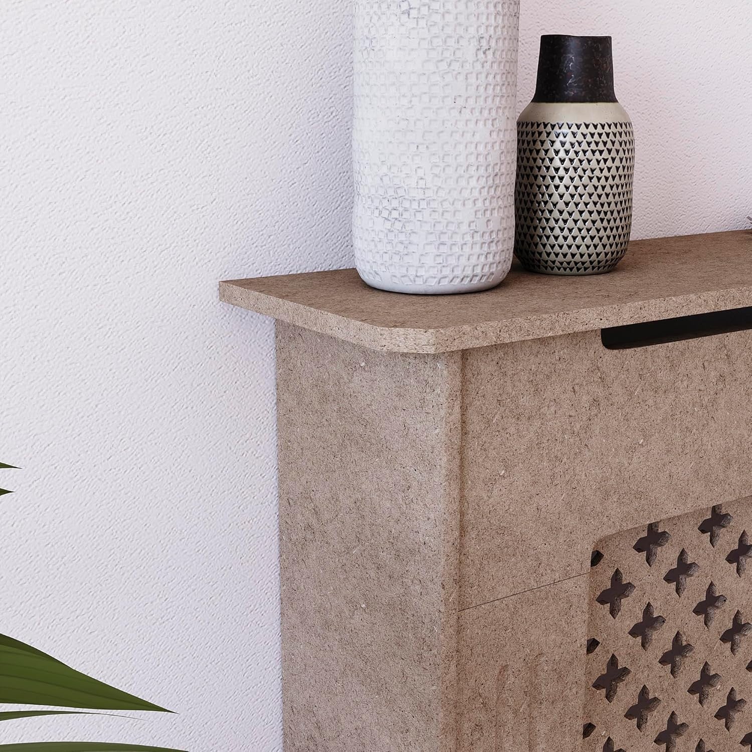 Small Radiator Cover | Unfinished MDF Cross Pattern Cabinet