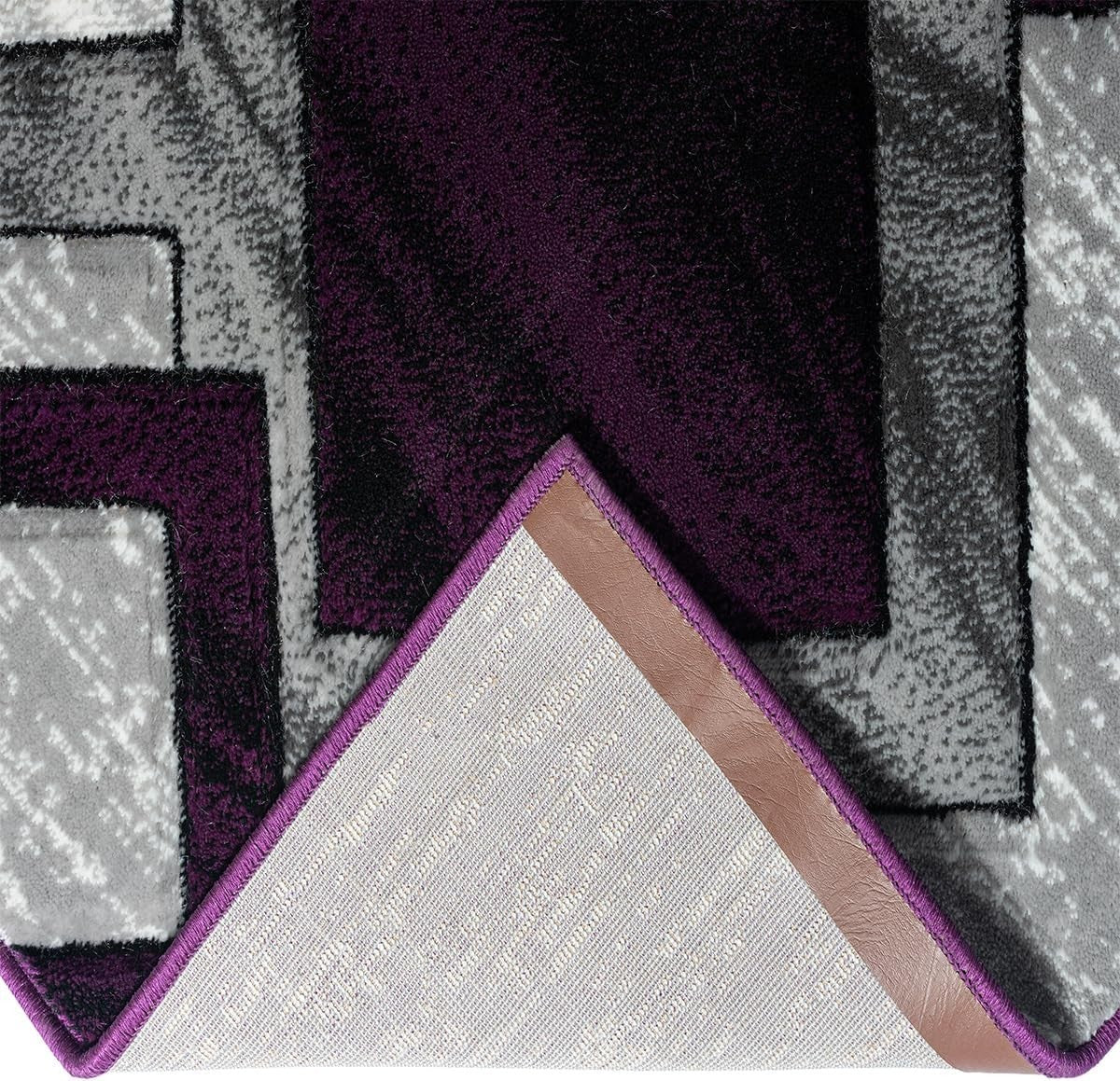 Purple Geometric Area Rug 160x230cm Soft Modern Large Living Room Carpet