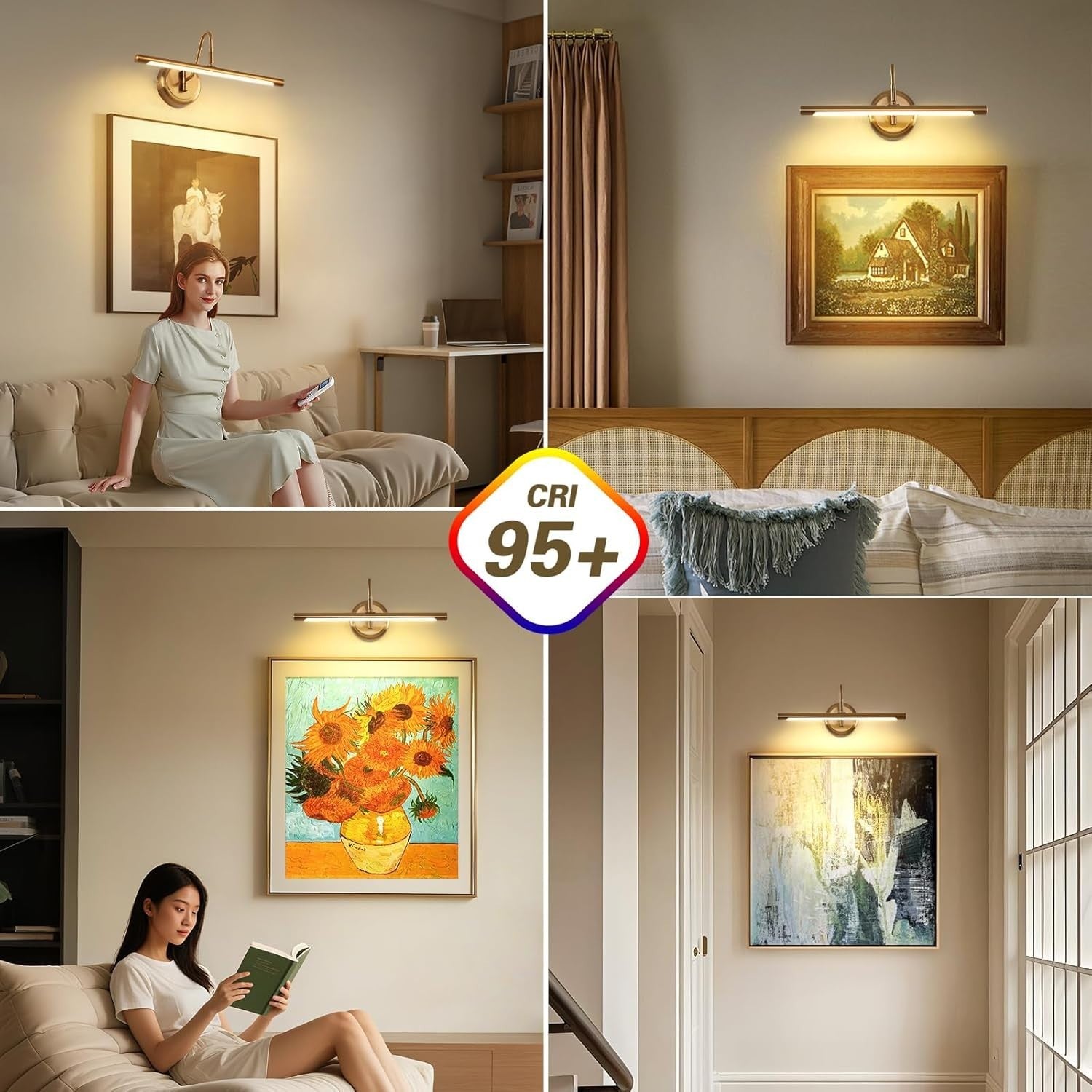 Modern Brass Picture Light 16.5" Dimmable LED Wall Lamp 3000K for Art