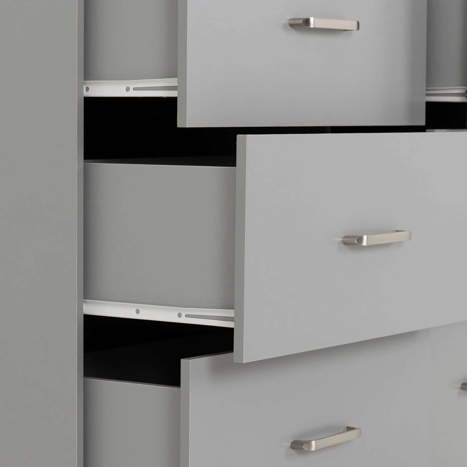 6 Drawer Chest Light Grey Bedroom Storage Unit Modern Clothes Organiser