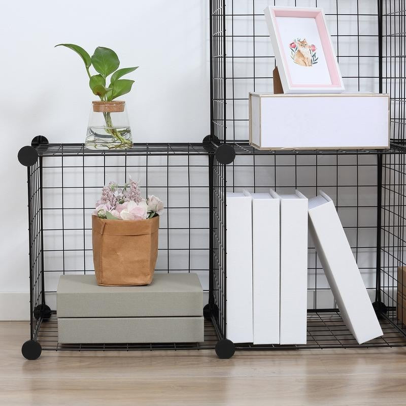 Modular 6-Cube Wire Storage Rack – Adjustable DIY Display Shelves