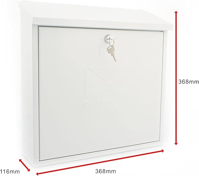 Lockable Wall Mounted Post Box White Contemporary Steel Weatherproof Secure