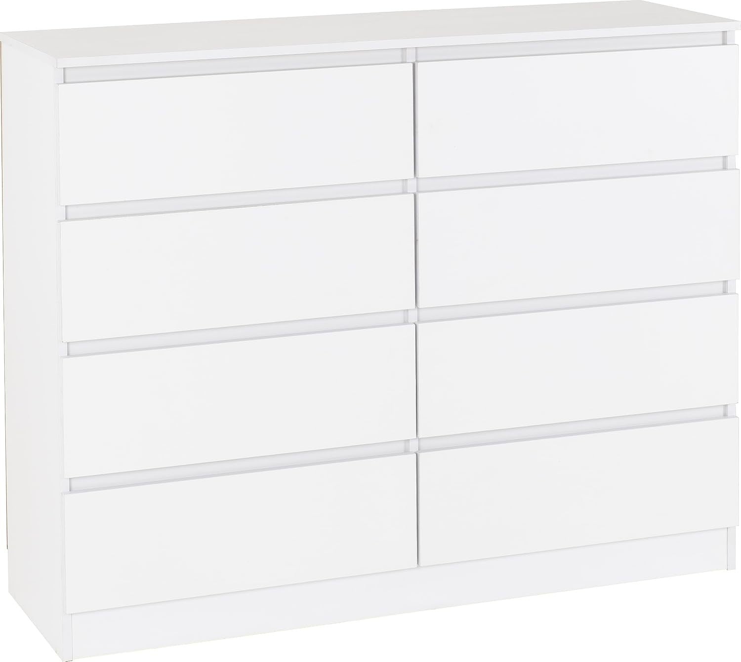 8 Drawer White Chest Slim Storage Cabinet Modern Bedroom Furniture 122cm
