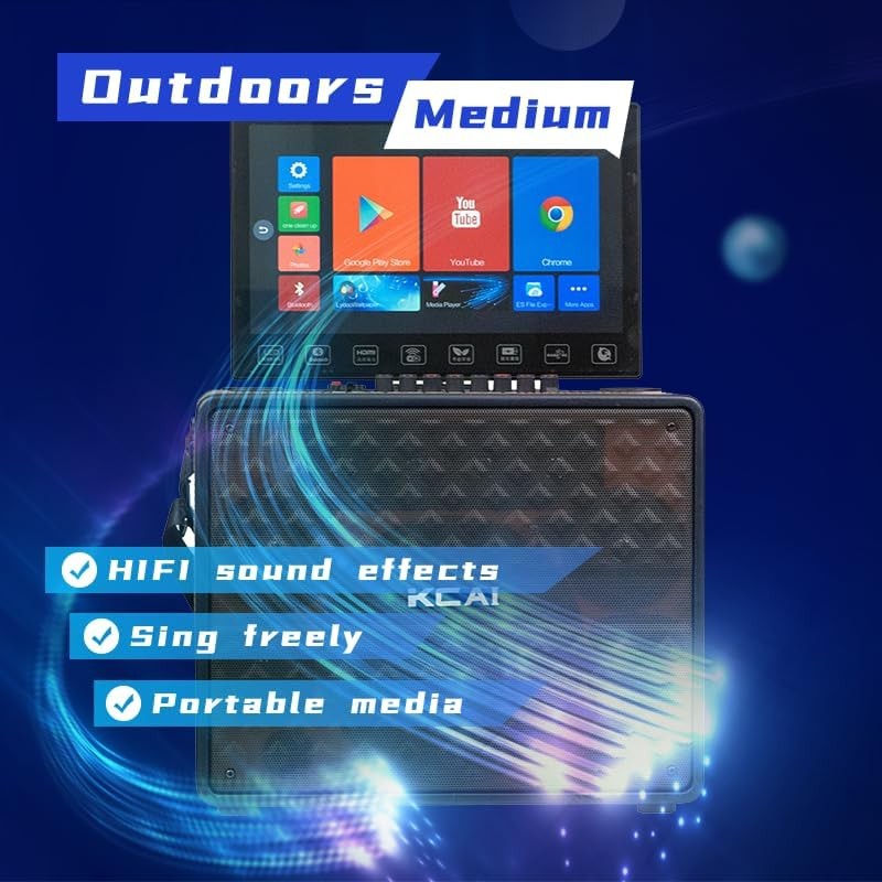 Portable Karaoke Machine 2 Wireless Mics Black Bluetooth TV