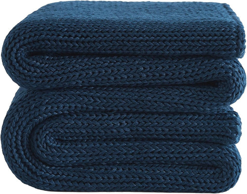 Knitted Weighted Blanket 7lbs 50x60 Navy Blue Cooling Heavy Throw