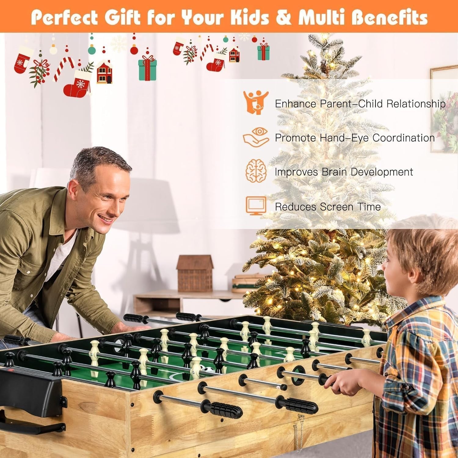 4ft 4 in 1 Multi Game Table Kids Pool Foosball Hockey Tennis