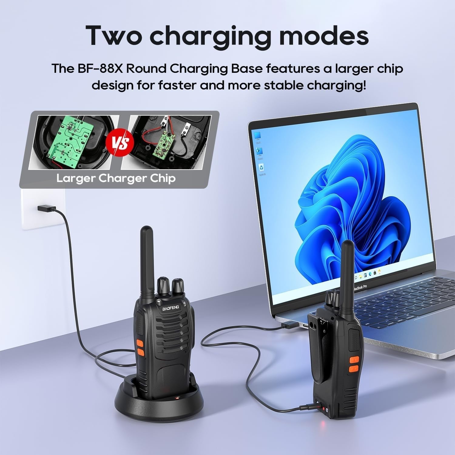 Long Range Walkie Talkies 2 Way Radio VOX 16CH Rechargeable 2 Pack