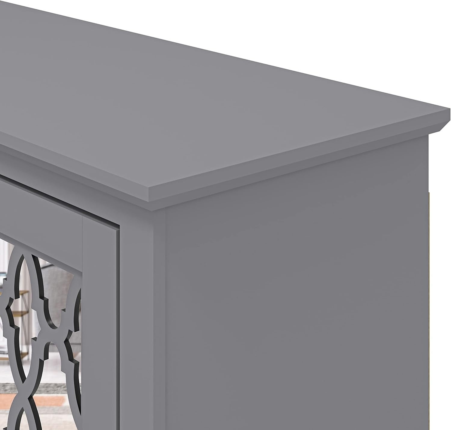 3-Door Cool Grey Sideboard Cabinet Adjustable Shelves Storage Cupboard Modern