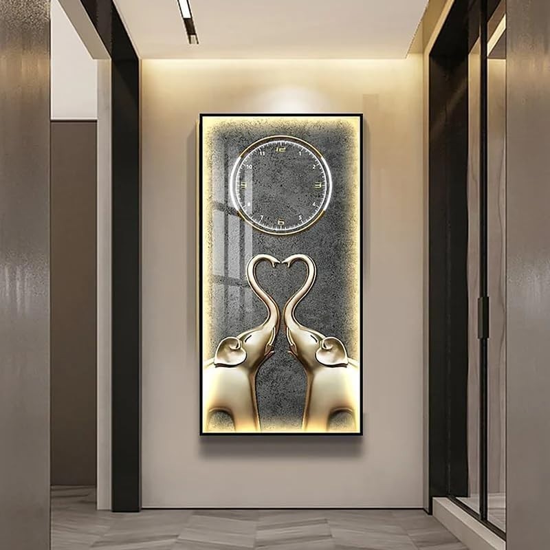Luxury Elephant Wall Clock 60x120cm Silent Quartz Oversized Home Decor