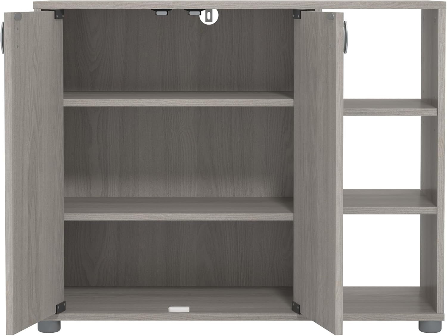 Warm Grey Oak 2-Door Shoe Cabinet 12-Pair Storage 79.6x35.3x64.6cm