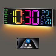 Large 16" Digital Wall Clock RGB LED Display Temp Date Alarm Remote Sync