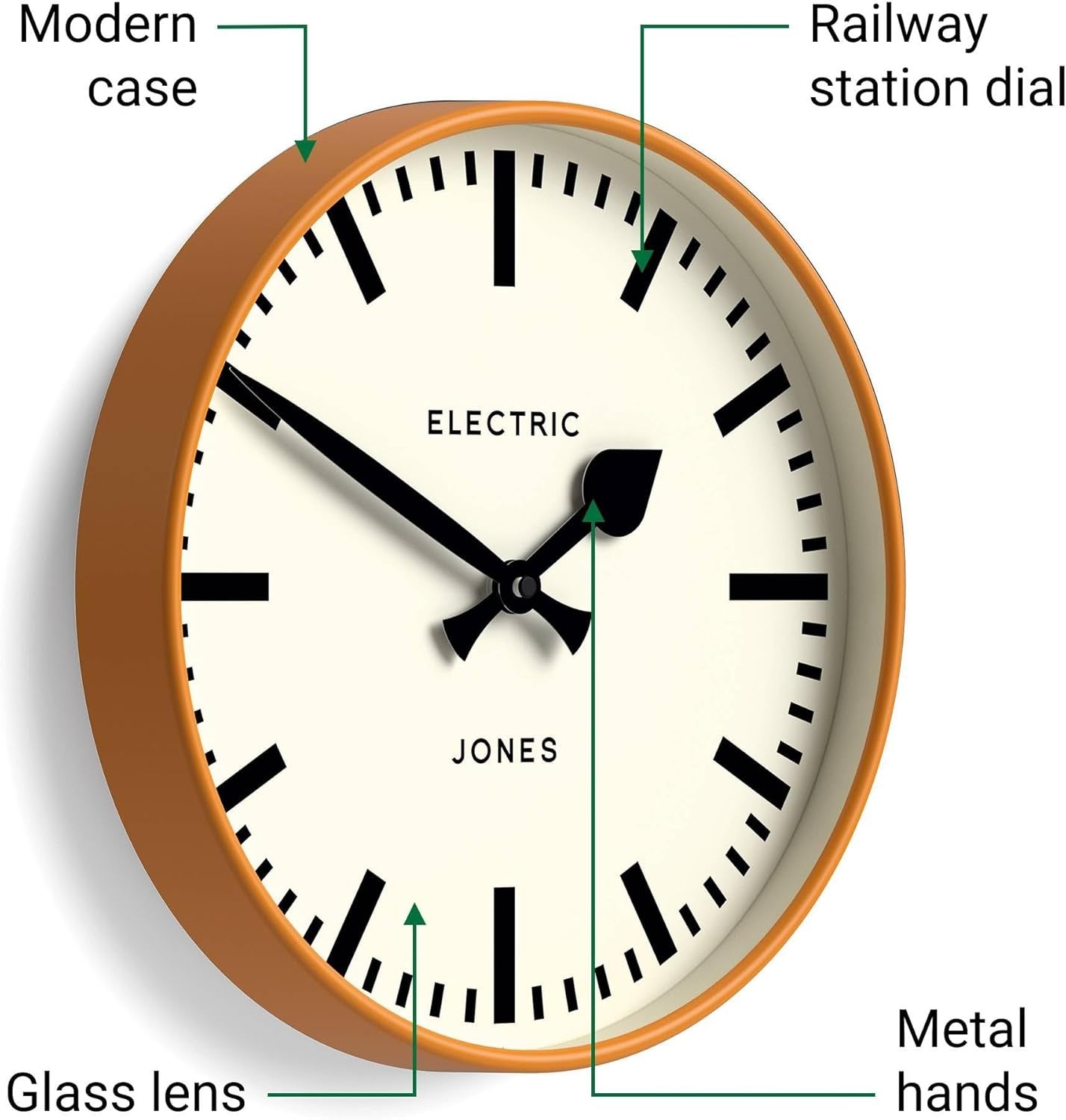 30cm Modern Orange Wall Clock Silent Station Style Round Quartz Clock Home Offic