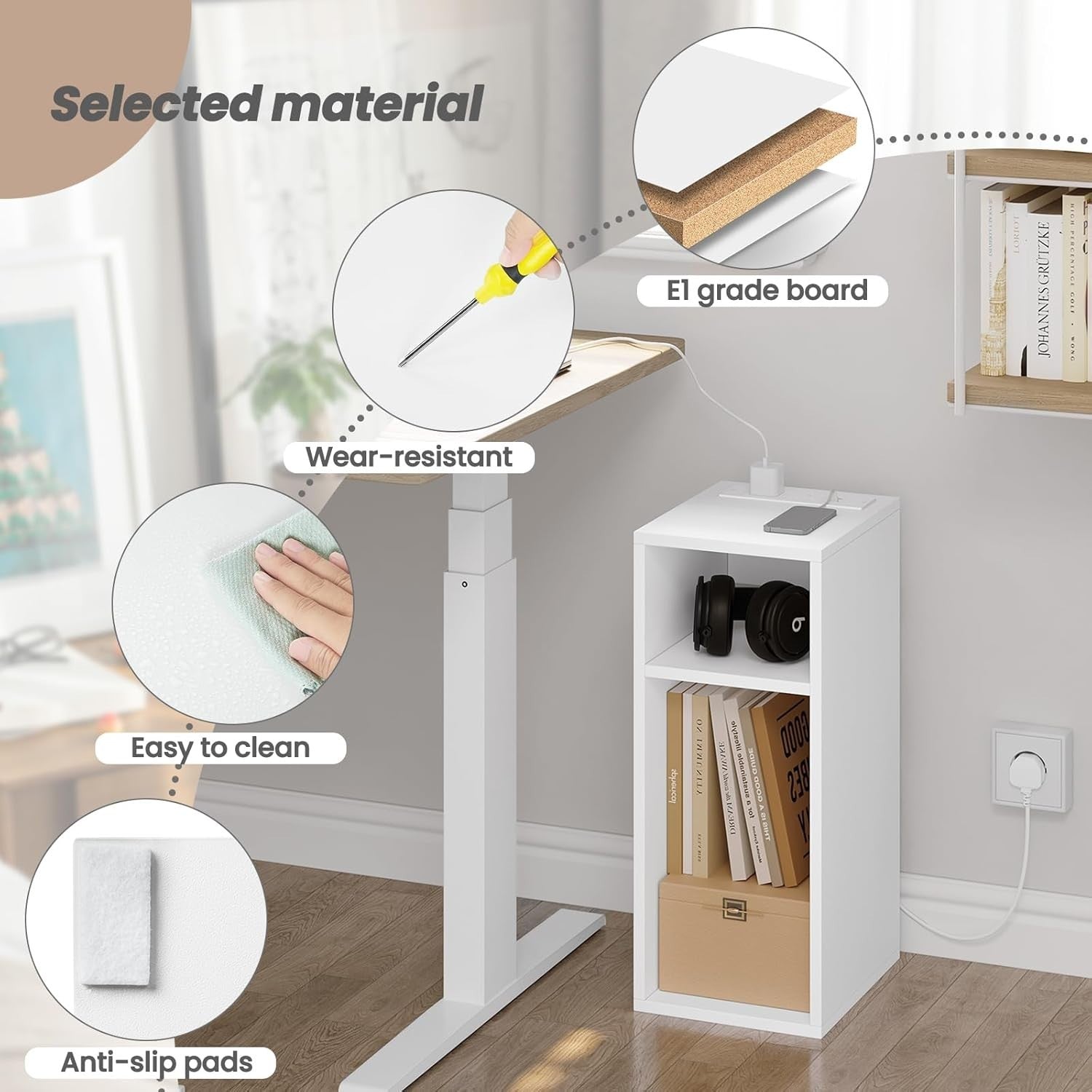 Set of 2 Smart Bedside Tables with USB Charging Ports & Storage Shelves