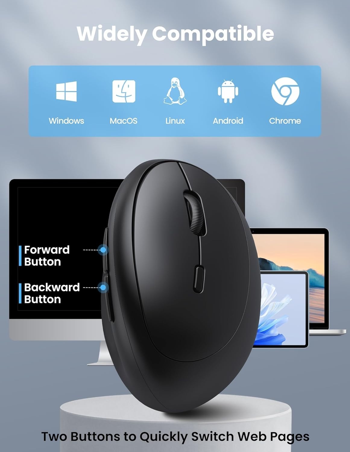 Ergonomic Vertical Wireless Mouse 4800 DPI Rechargeable